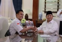 Ketua Umum Partai Gerindra Prabowo Subianto menerima silaturahmi politik dari Yusril Ihza Mahendra Ketua Umum Partai Bulan Bintang (PBB). (Instagram.com/@prabowo) 

