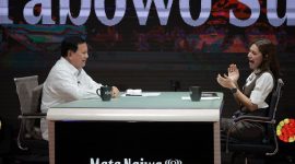 Menteri Pertahanan Prabowo Subianto melakukan wawancara eksklusif dengan Najwa Shihab di program Mata Najwa pada Jumat, 30 Juni 2023. (Dok. Tim Media Prabowo Subianto)