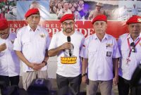 Relawan yang menamakan Rajawali 08 melakukan deklarasi mendukung kepada Calon Presiden H. Prabowo Subianto di Rumah Besar Relawan Prabowo 08. (Dok. Tim Relawan Prabowo) 
