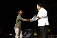 Ketua Umum Partai Gerindra Prabowo Subianto di acara 'Mata Najwa On Stage: 3 Bacapres Bicara Gagasan' di Graha Sabha Pramana UGM. (Facbook.com/@Prabowo Subianto )
