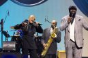 Dee Dee Bridgewater, James Carter and Gregory Porter performing Ramsey Lewis’ “The In-Crowd” during the International Jazz Day Global Concert in Chicago — &copy; Steve Mundinger