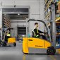 The new Jungheinrich EFG M Series electric counterbalance forklift in operation.